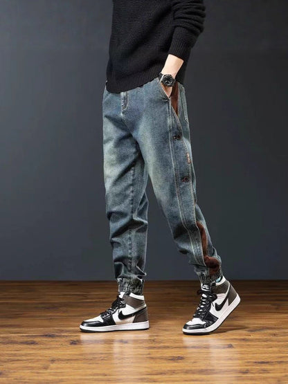 Retro patchwork skinny jeans
