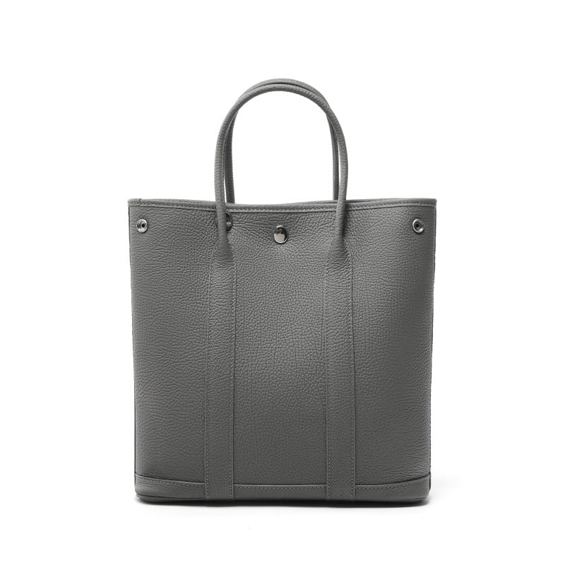 Large-capacity genuine leather handbag
