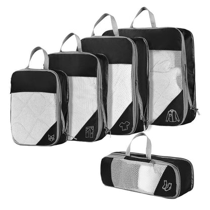 Cross-Border Compressed Travel Five-Piece Storage Bag Waterproof Extended Mesh Clothing Home Luggage Four-Piece Storage Bag