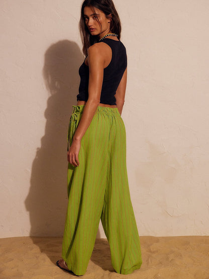 Elastic Waist Wide Leg Casual Pants