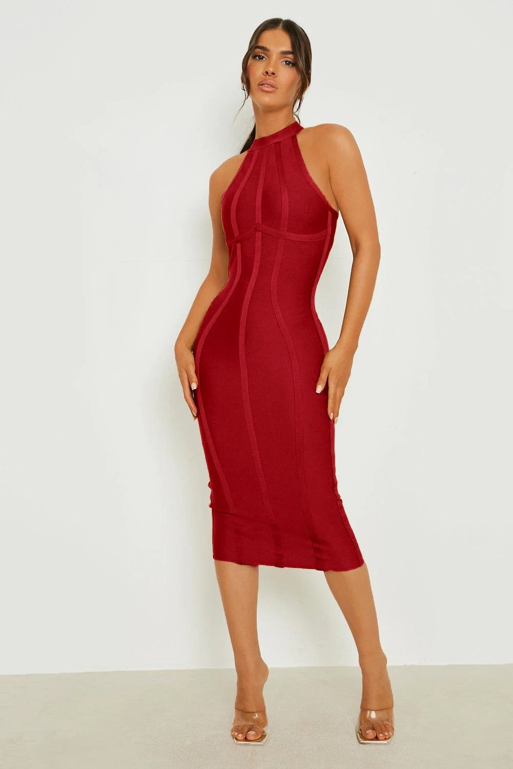 Sleeveless Halter Neck Bodycon Bandage Dress