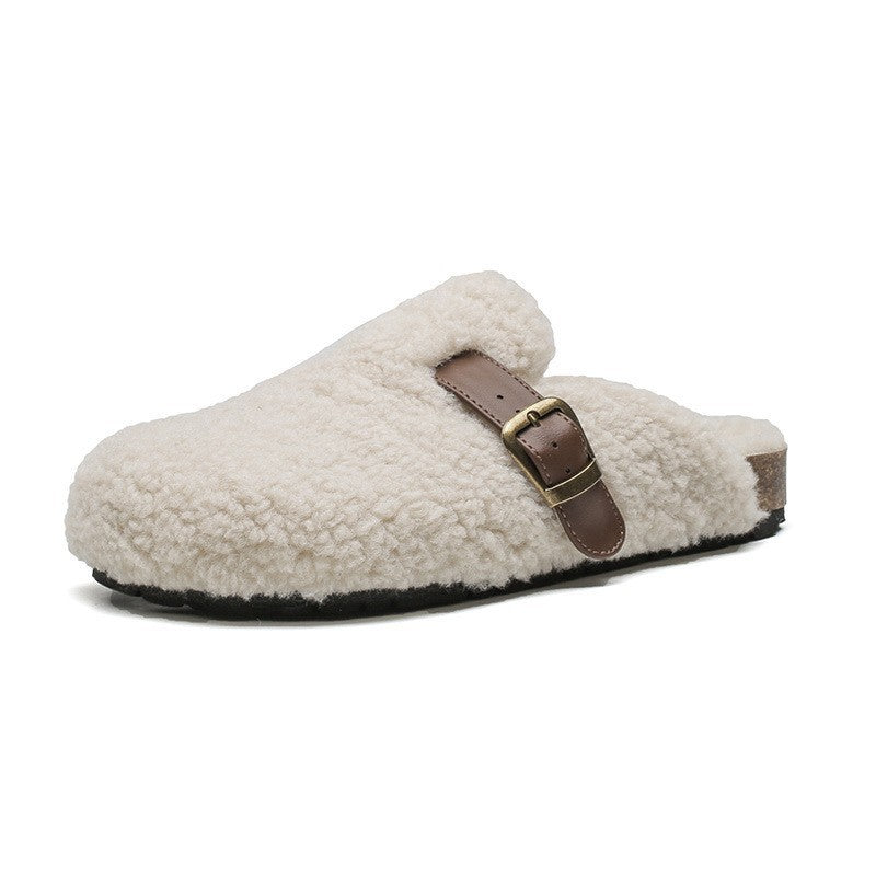 Wool Lined Genuine Leather Mule Slippers