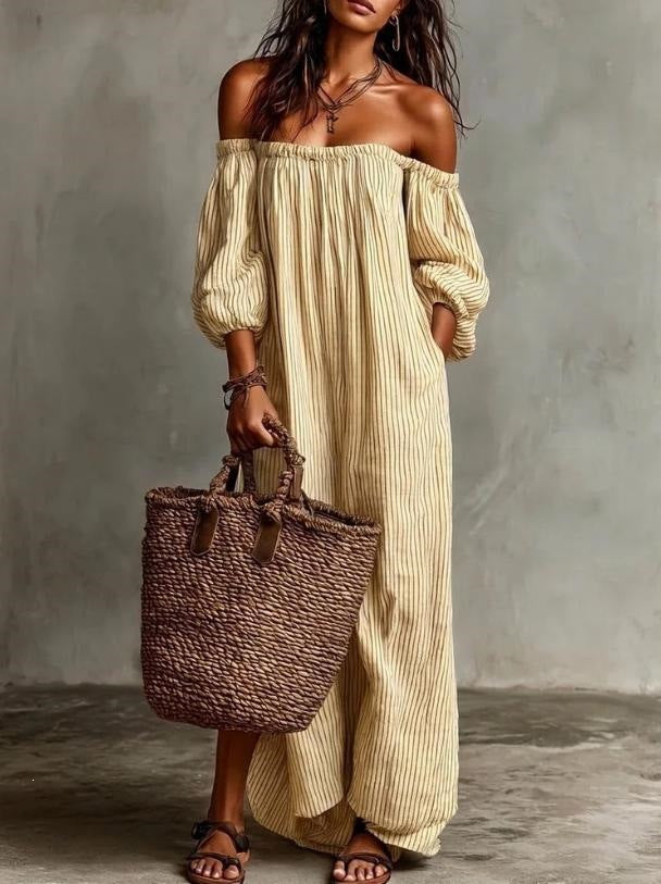 One Shoulder Striped Summer Dress