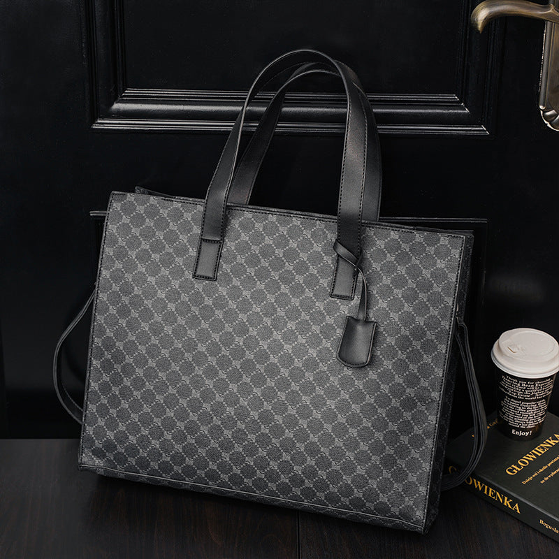 Horizontal pu belt zipper tote bag