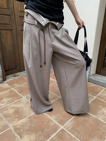 Double-Waist Pleated Casual Pants for Women