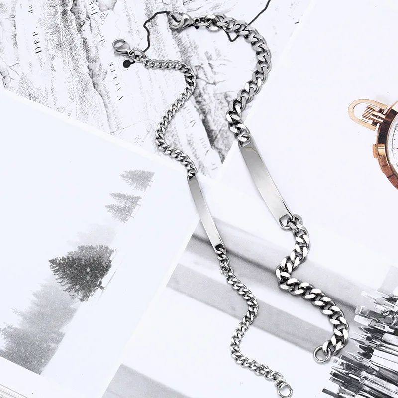 Custom Engraved Stainless Steel Bracelet with CZ Pendant