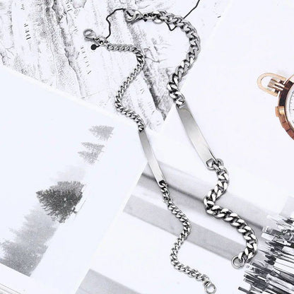 Custom Engraved Stainless Steel Bracelet with CZ Pendant