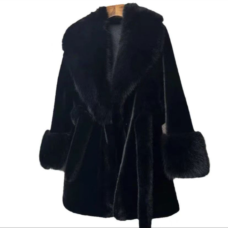 Womens Long Fur Collar Coat