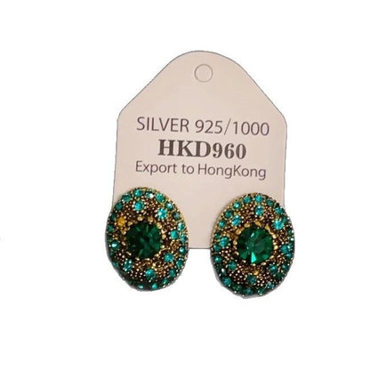 Geometric Gemstone Earrings with Silver Posts