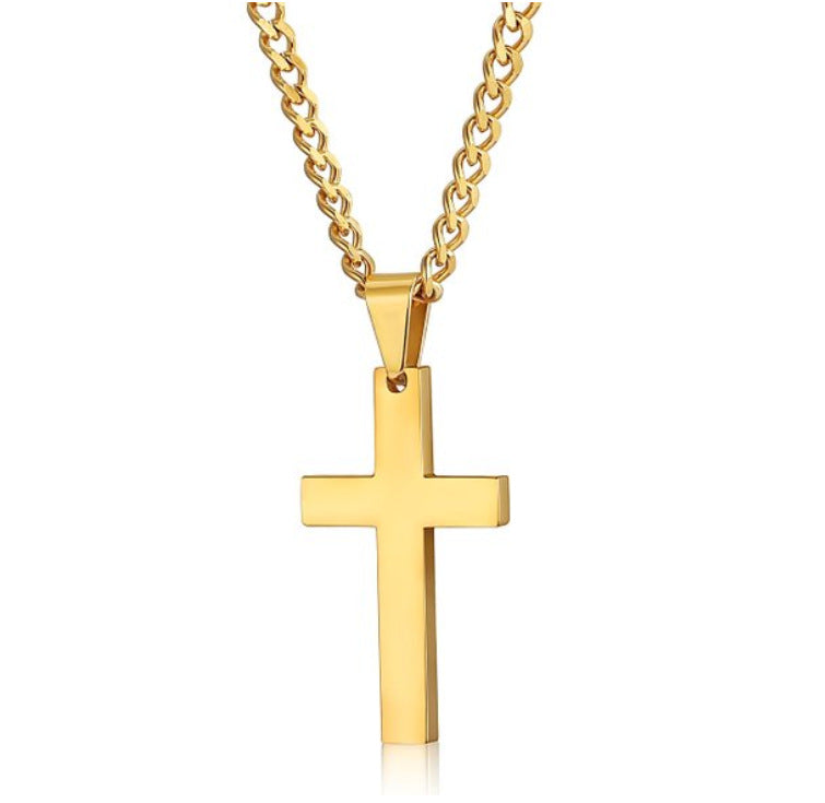 Simple Single Cross Necklace Pendant Jewelry Christian with Chain