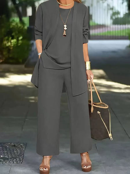 Women's Solid Color Three-Piece Casual Suit