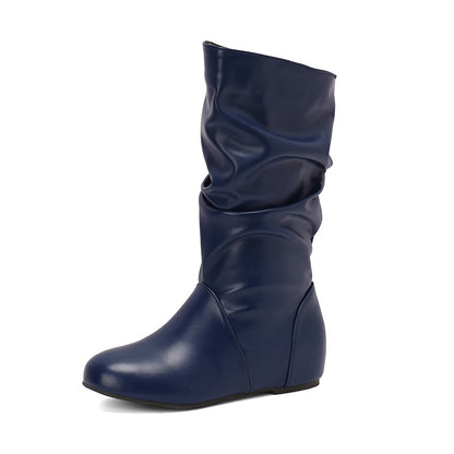 High-top round-toed retro ankle boots