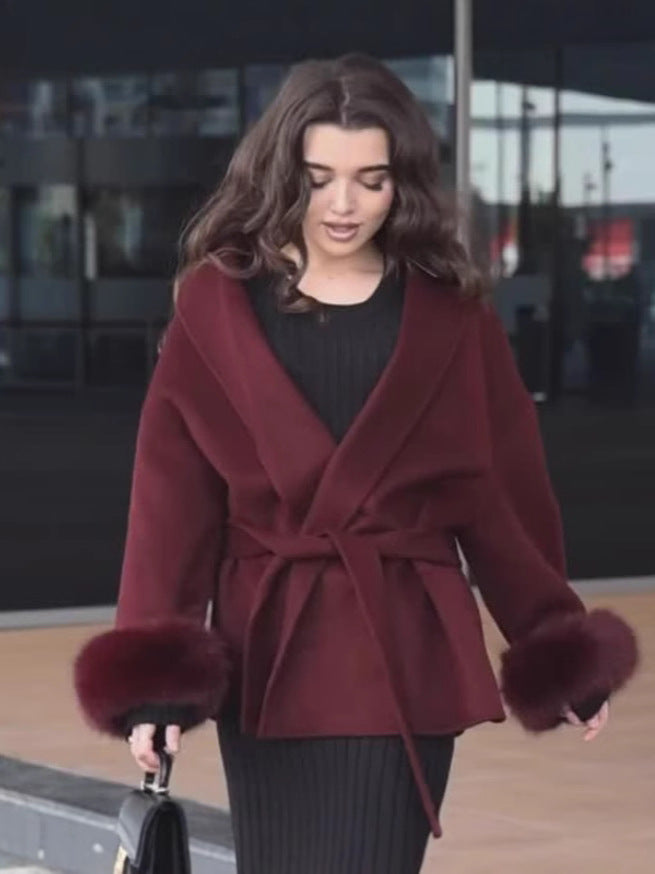 Womens Wool Blend Mid-Length Coat