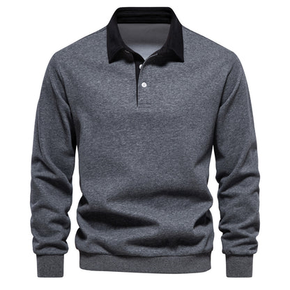 Mens Long Sleeve Polo Collar Sweatshirt