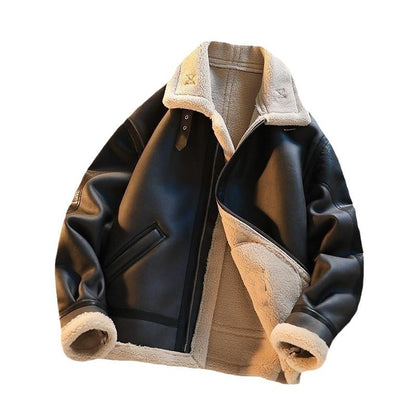 Semi-synthetic lamb fur coat
