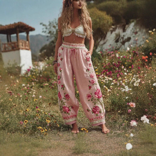 Wide Leg Straight Pants with Side Panels