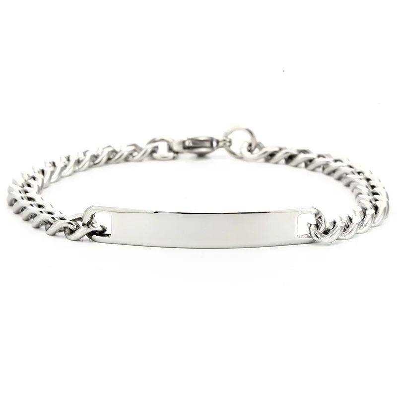 Custom Engraved Stainless Steel Bracelet with CZ Pendant