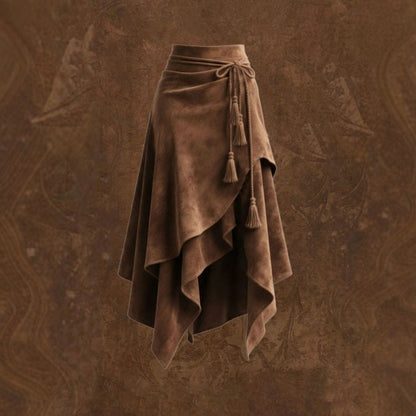 Retro Suede Flared Skirt for Women