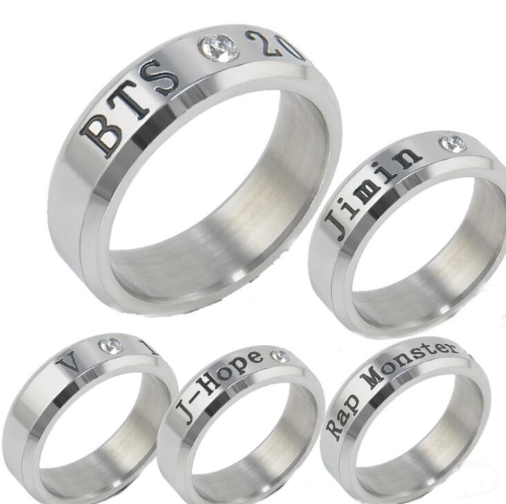 BOYS BTS Ring Men Women Stainless Steel KPOP JUNGKOOK JIMIN JIN V SUGA J-HOPE Name Rings Gifts