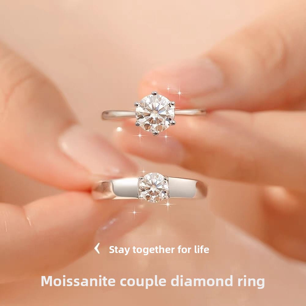 Six-prong imitation diamond ring