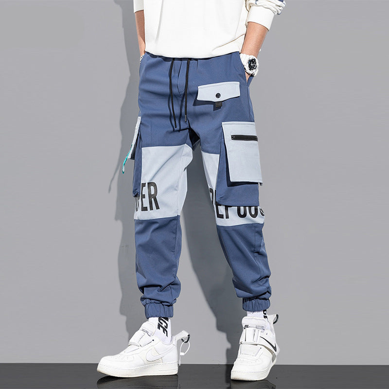 Bunch Foot Casual Pants Trendy Fall New Colorwork Work Pants Men Hip-Hop Loose Pants