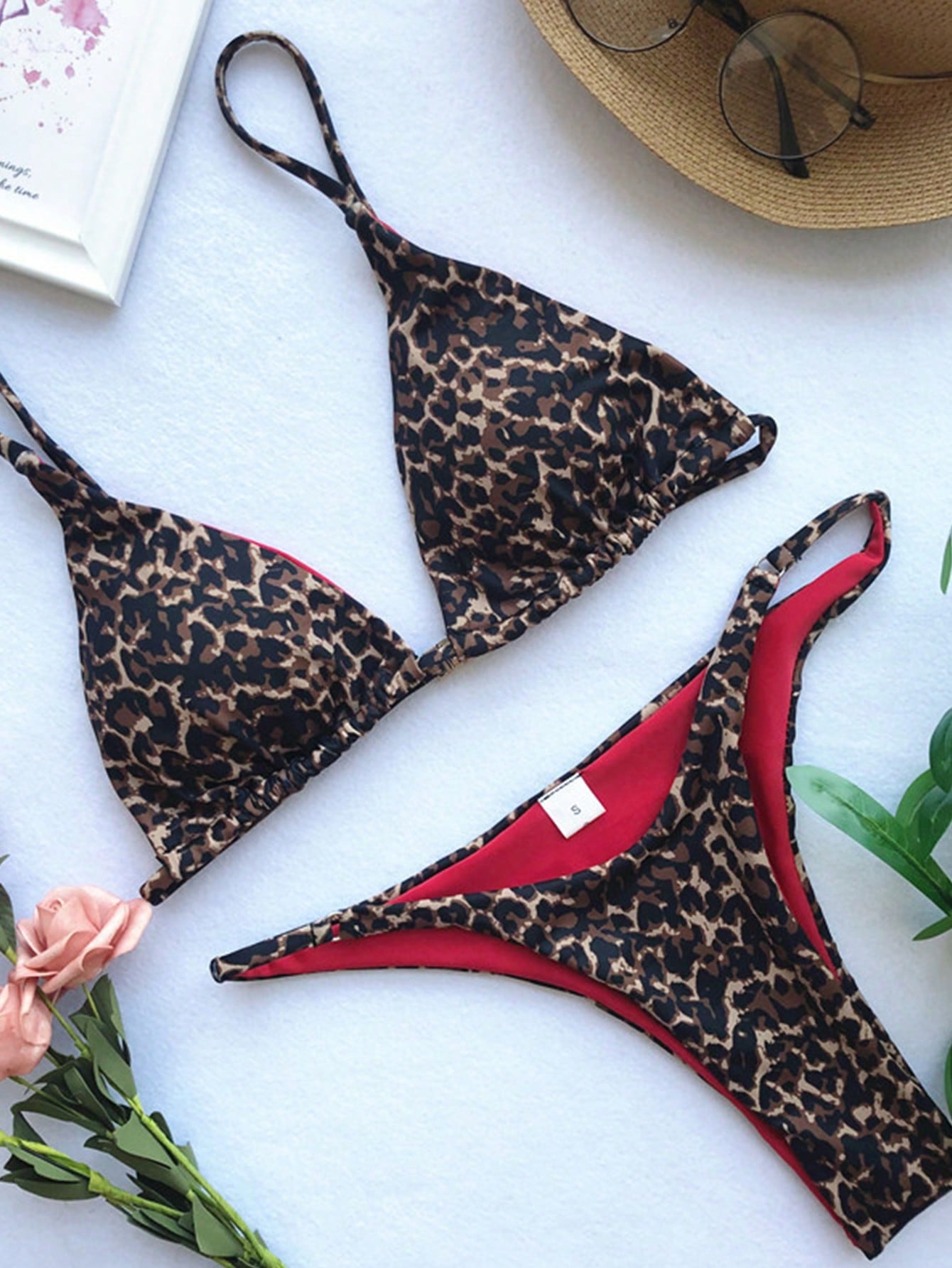 Leopard Print Bikini Set with Thong