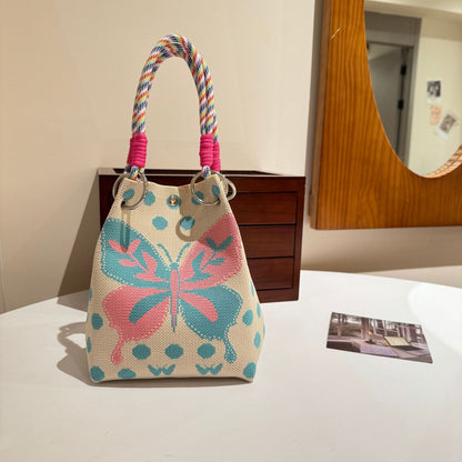 Knitted Handbag with Magnetic Buckle