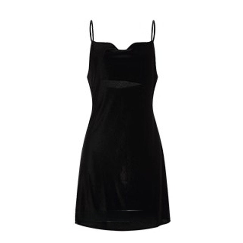 Spaghetti-strap ice-silk nightgown