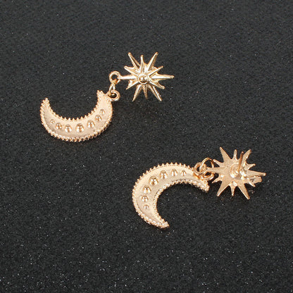 Temperament Fashion Alloy Moon Earrings New Bohemian Style Stud Earrings For Women