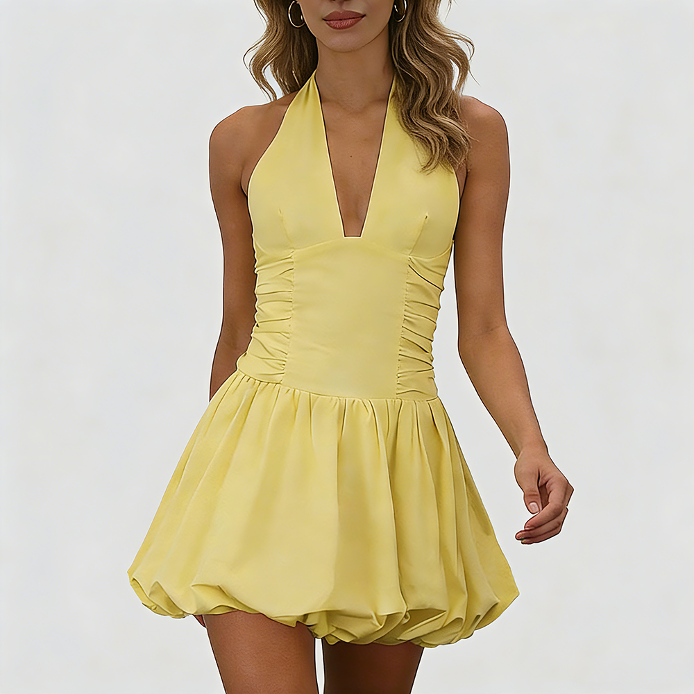 Backless Halter Bubble Dress