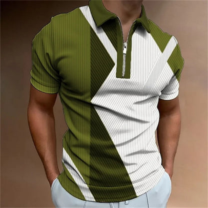 Summer short sleeved T-shirt casual business button top T-shirt fashionable men's clothing