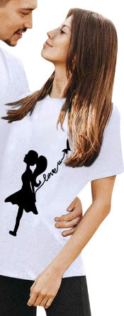 Valentine's Day T-shirtCouple Short Sleeve Round Neck Cute PrintExport Style