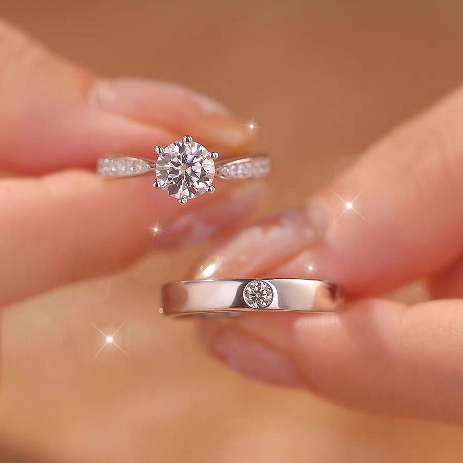 Six-prong imitation diamond ring