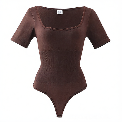 Square-neck short-sleeved thong shaping pants