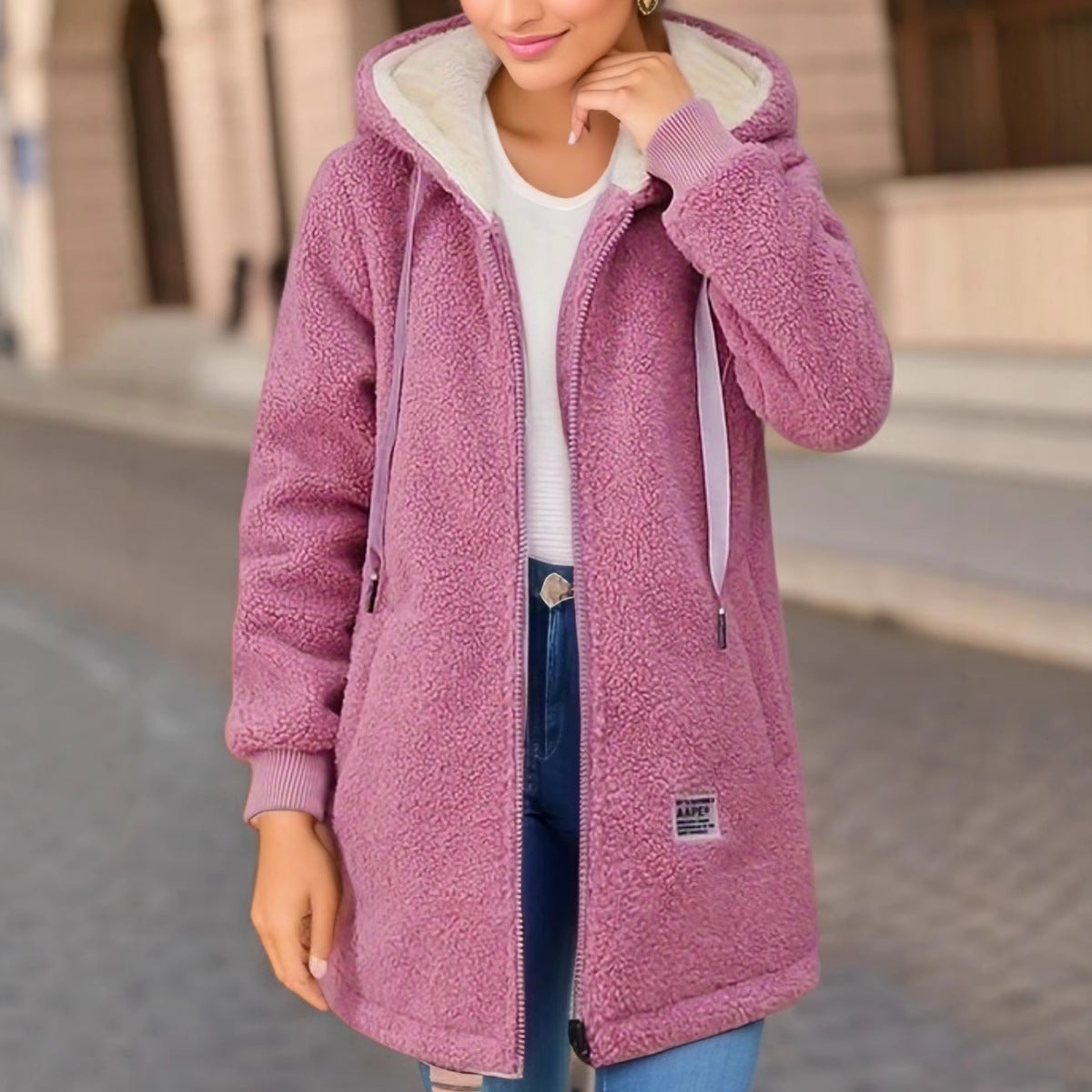 Fleece Lined Embroidered Womens Jacket