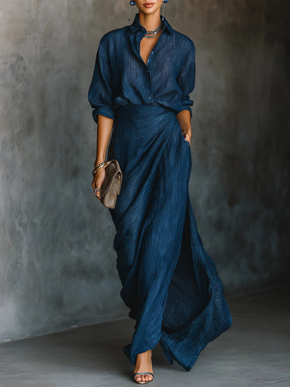 Elegant Pleated Belted Dress