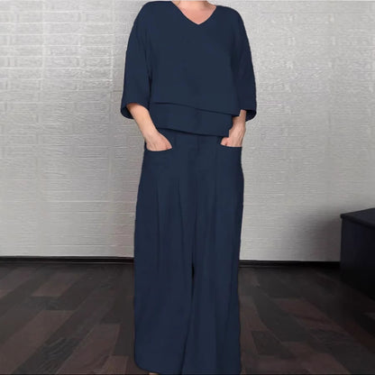 Women's Casual Solid Color Plus-Size Set