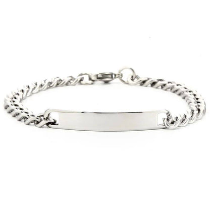 Custom Engraved Stainless Steel Bracelet with CZ Pendant