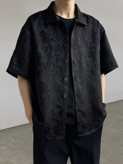 Chinese Style Embroidered Loose Fit Shirt for Men