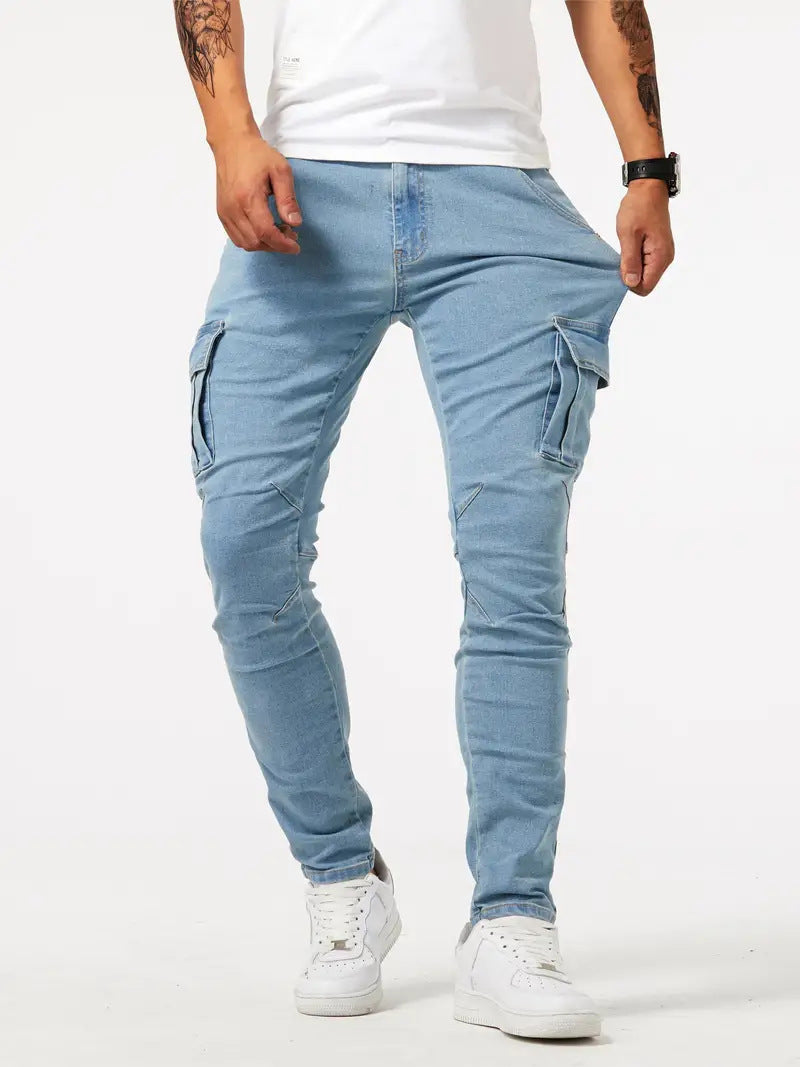 Men's Cotton Casual Cargo Pants with Multiple Pockets