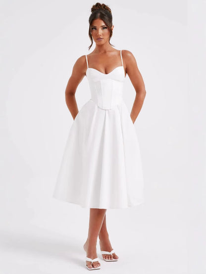 French Retro Sleeveless Fishbone Dress