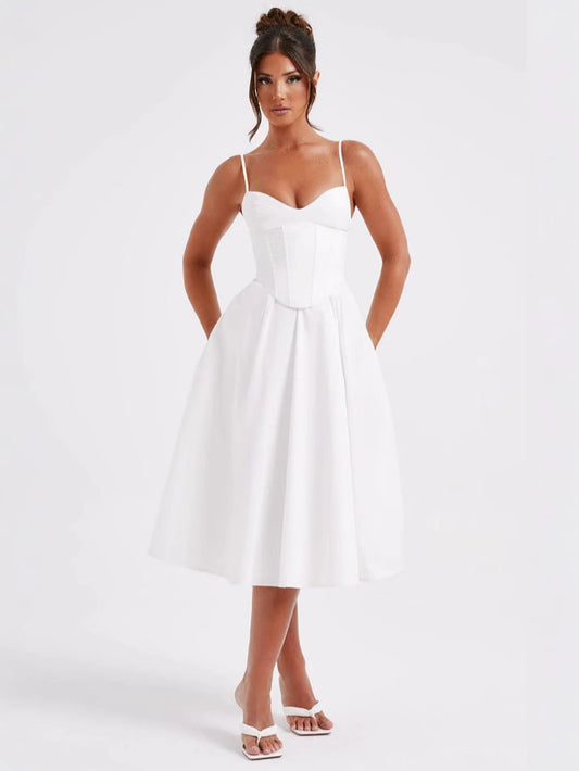 French Retro Sleeveless Fishbone Dress
