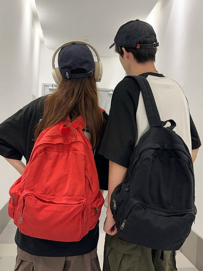 Vintage Canvas Backpack with Front Pocket