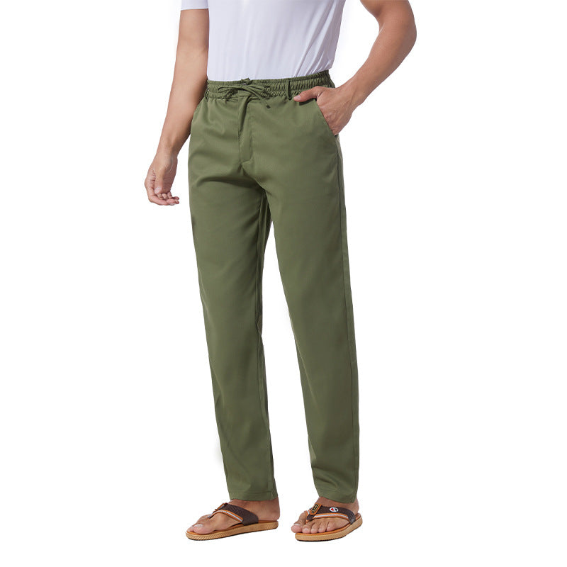 Men's Solid Color Linen Cotton Casual Pants