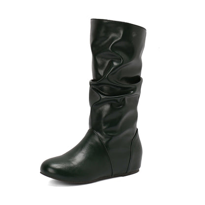 High-top round-toed retro ankle boots