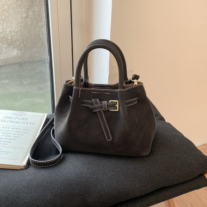 High-end suede bucket bag