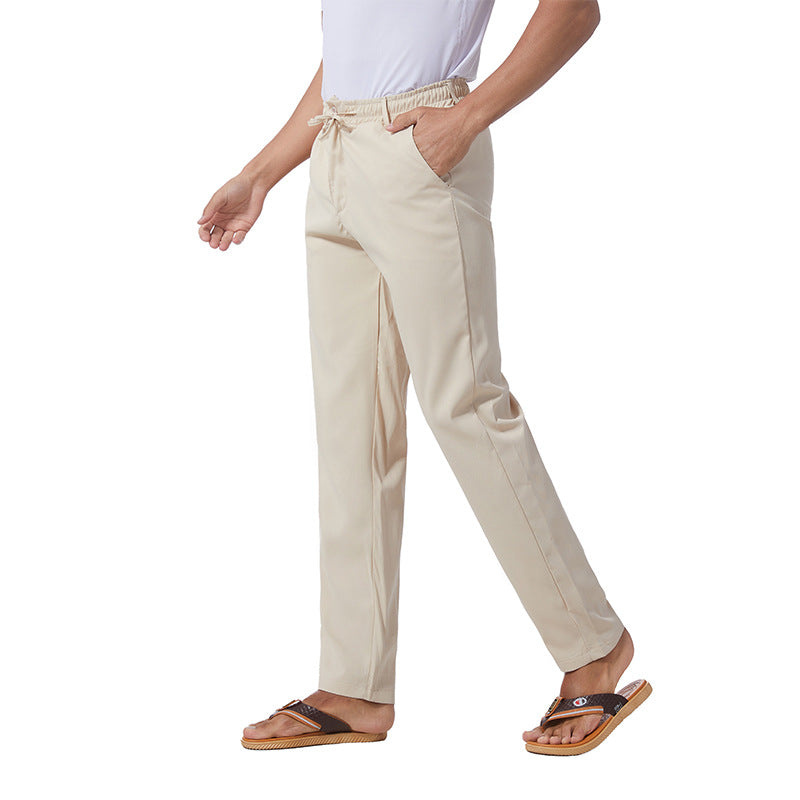 Men's Solid Color Linen Cotton Casual Pants