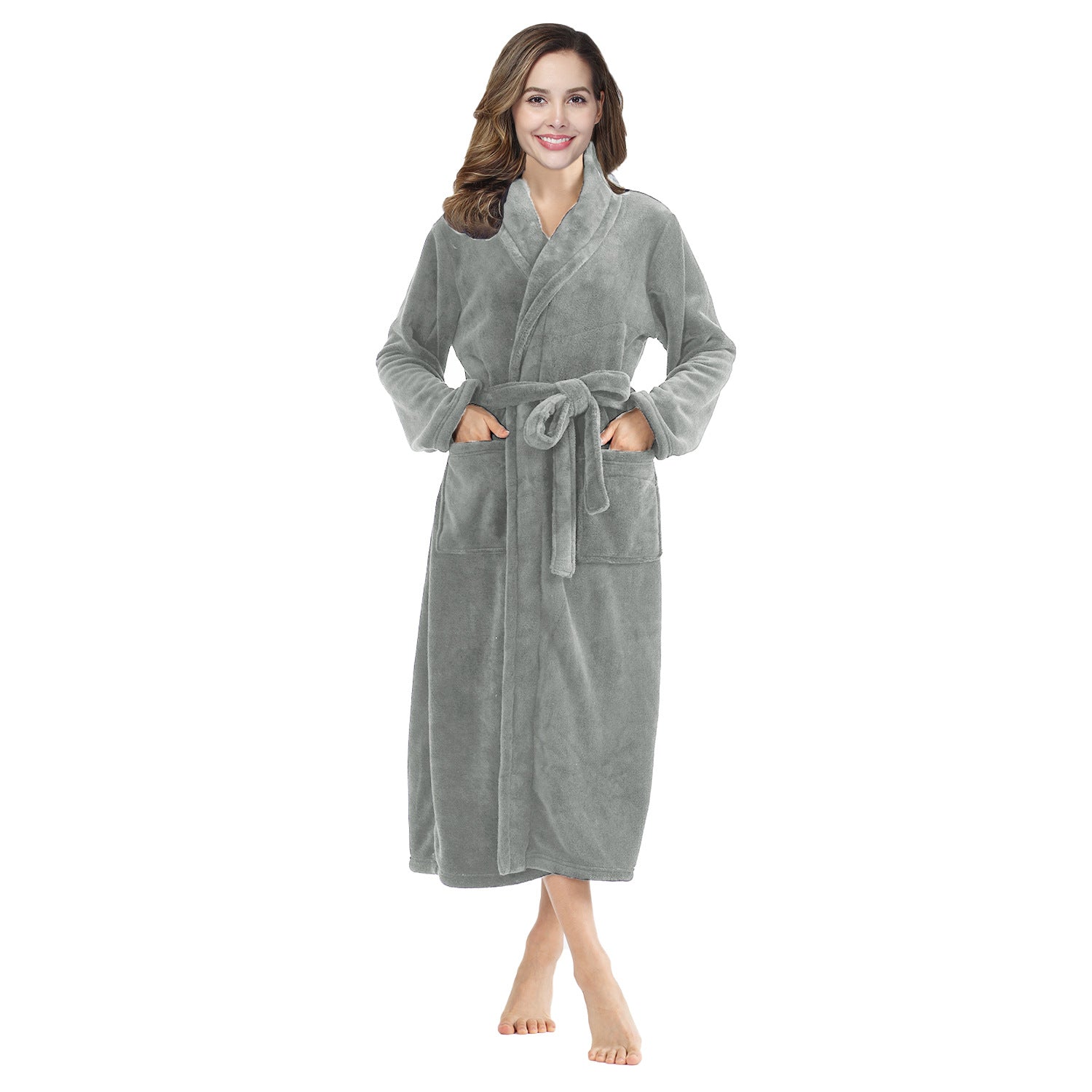 Hooded Flannel Bathrobe for Women
