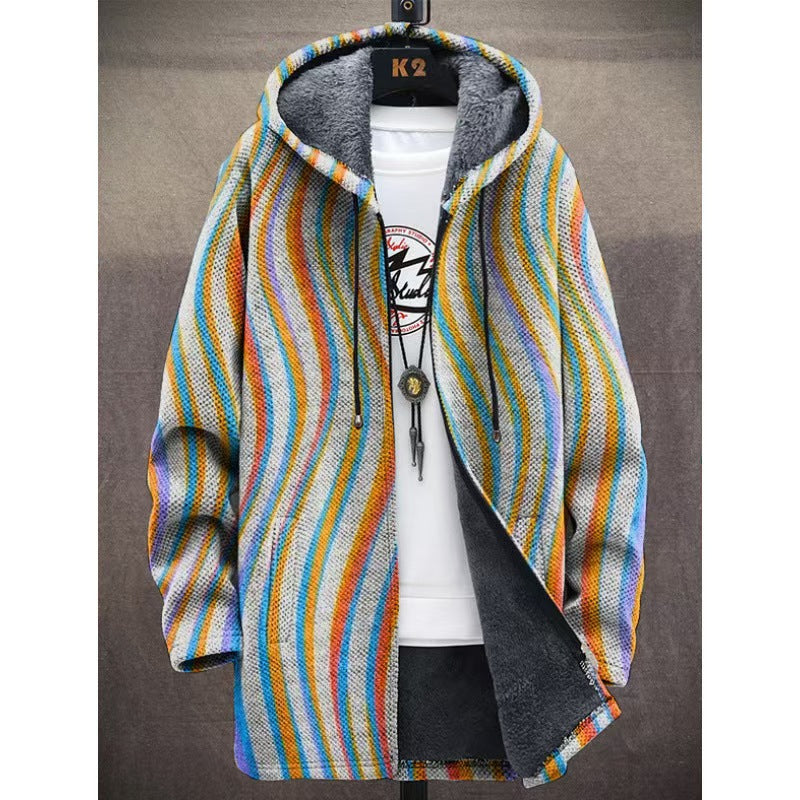 Mens Printed Plush Lined Windproof Jacket