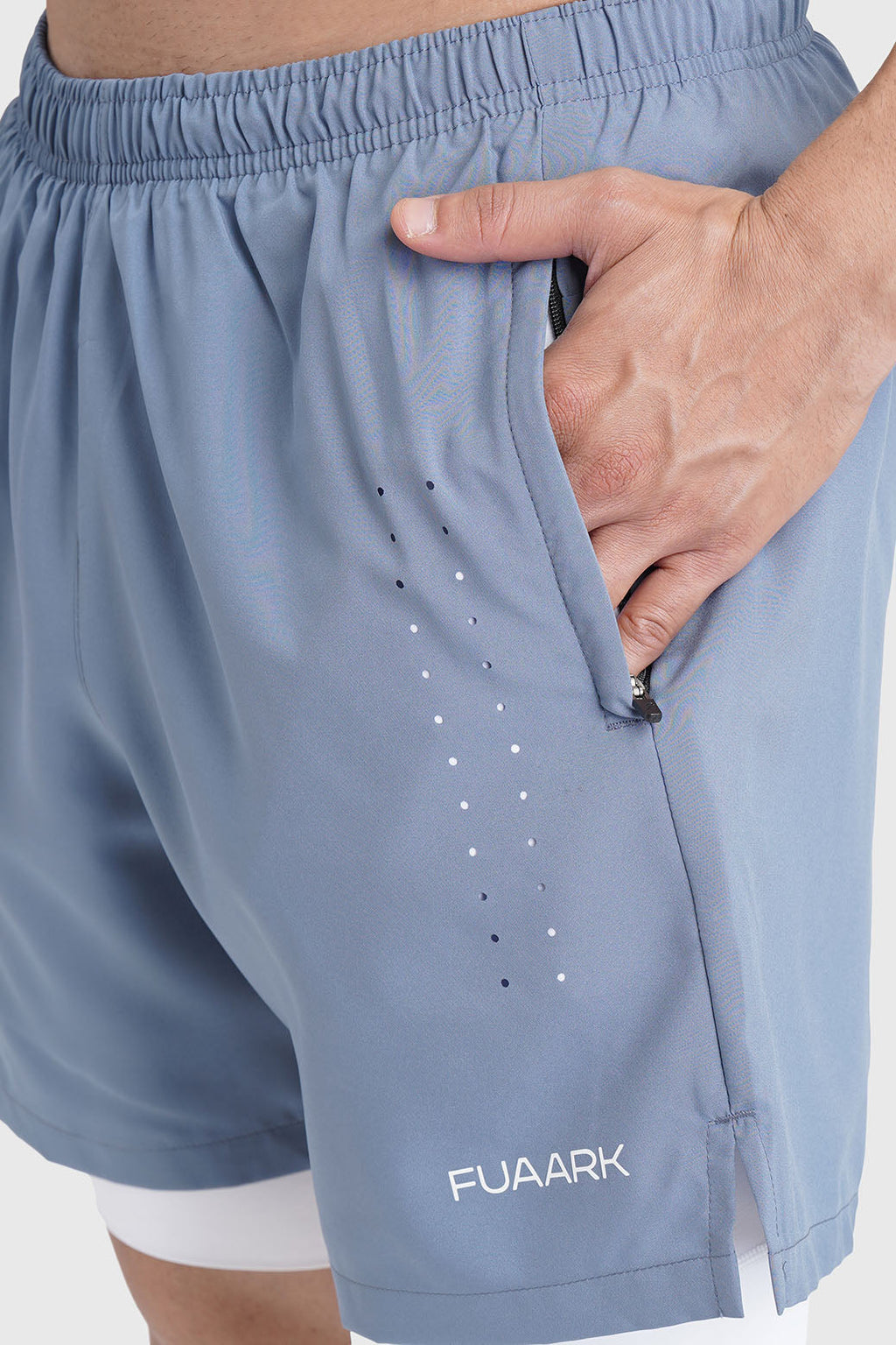 2 in 1 Laser Shorts Raw Steel